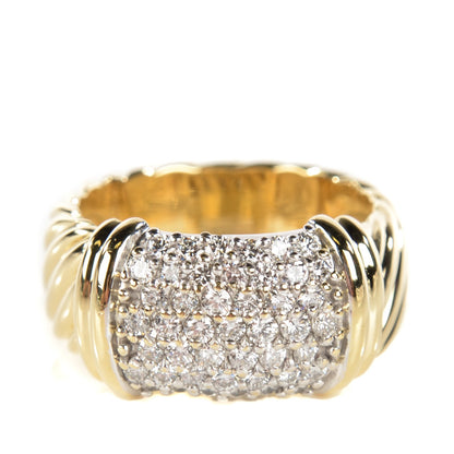 David Yurman 18K Yellow Gold Pave Diamond 10mm Metro Cable Ring 53 6.5 1 of 4