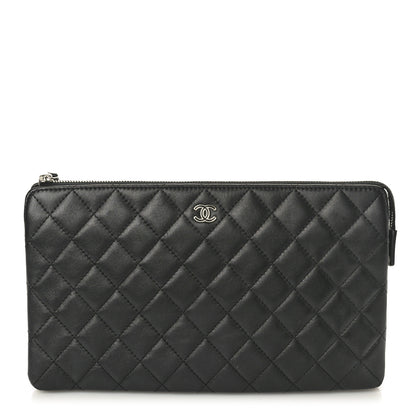 Chanel Lambskin Quilted Large Zipped Clutch Black 1 of 9