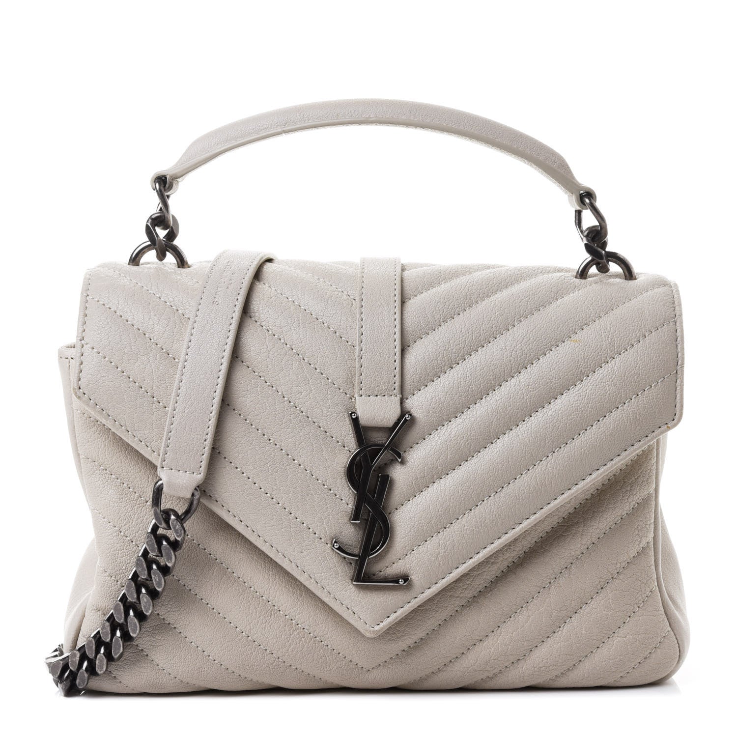 Saint Laurent Sheepskin Matelasse Chevron Monogram Medium College Bag Crema Soft 1 of 4