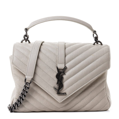 Saint Laurent Sheepskin Matelasse Chevron Monogram Medium College Bag Crema Soft 1 of 4