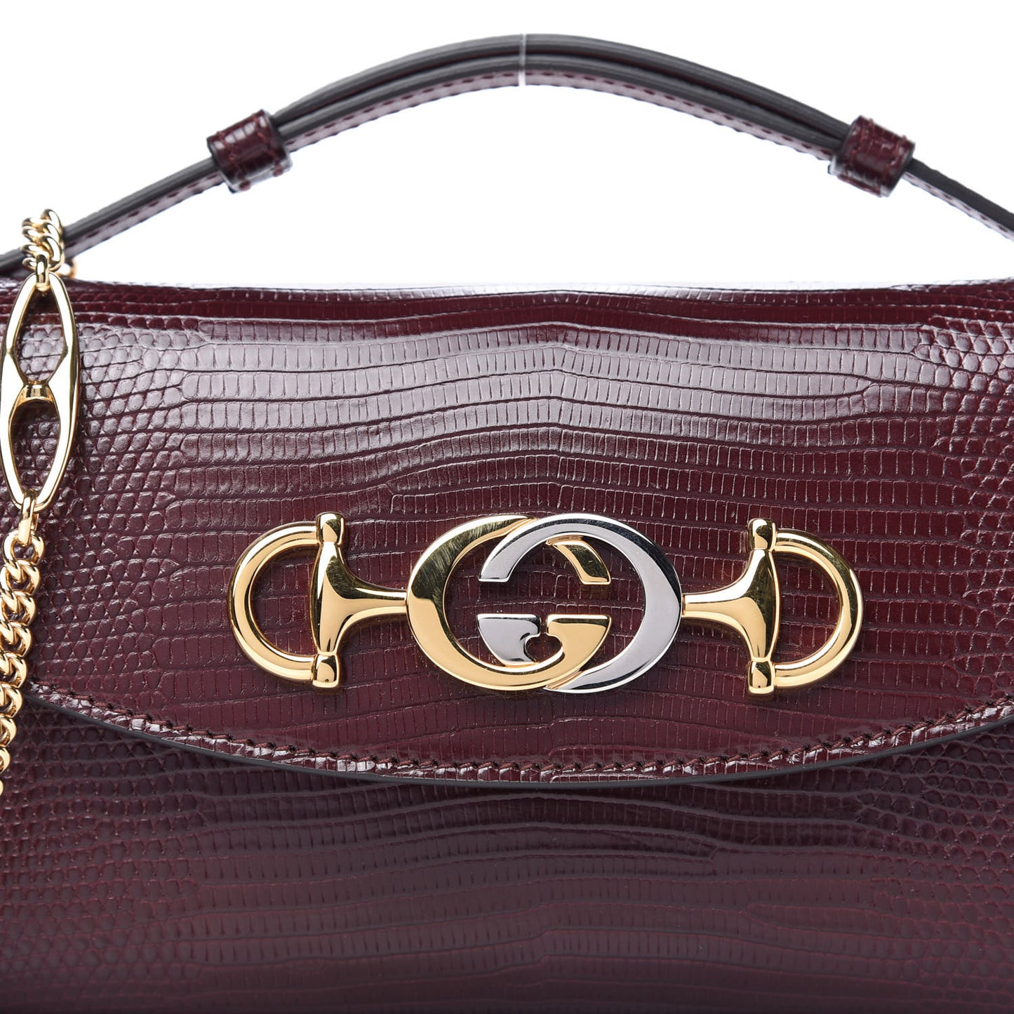 Lizard Mini Zumi Shoulder Bag Burgundy