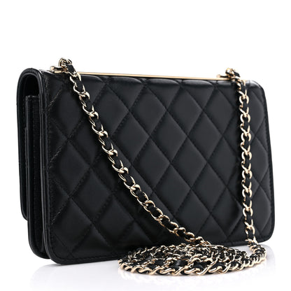 Chanel Lambskin Quilted Trendy CC Wallet On Chain WOC Black 2 of 10