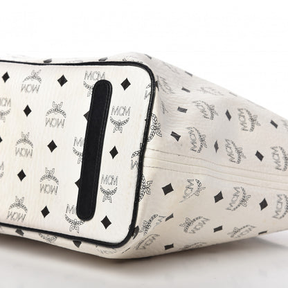 MCM Visetos Medium Anya Zip Top Shopper Tote White 7 of 17