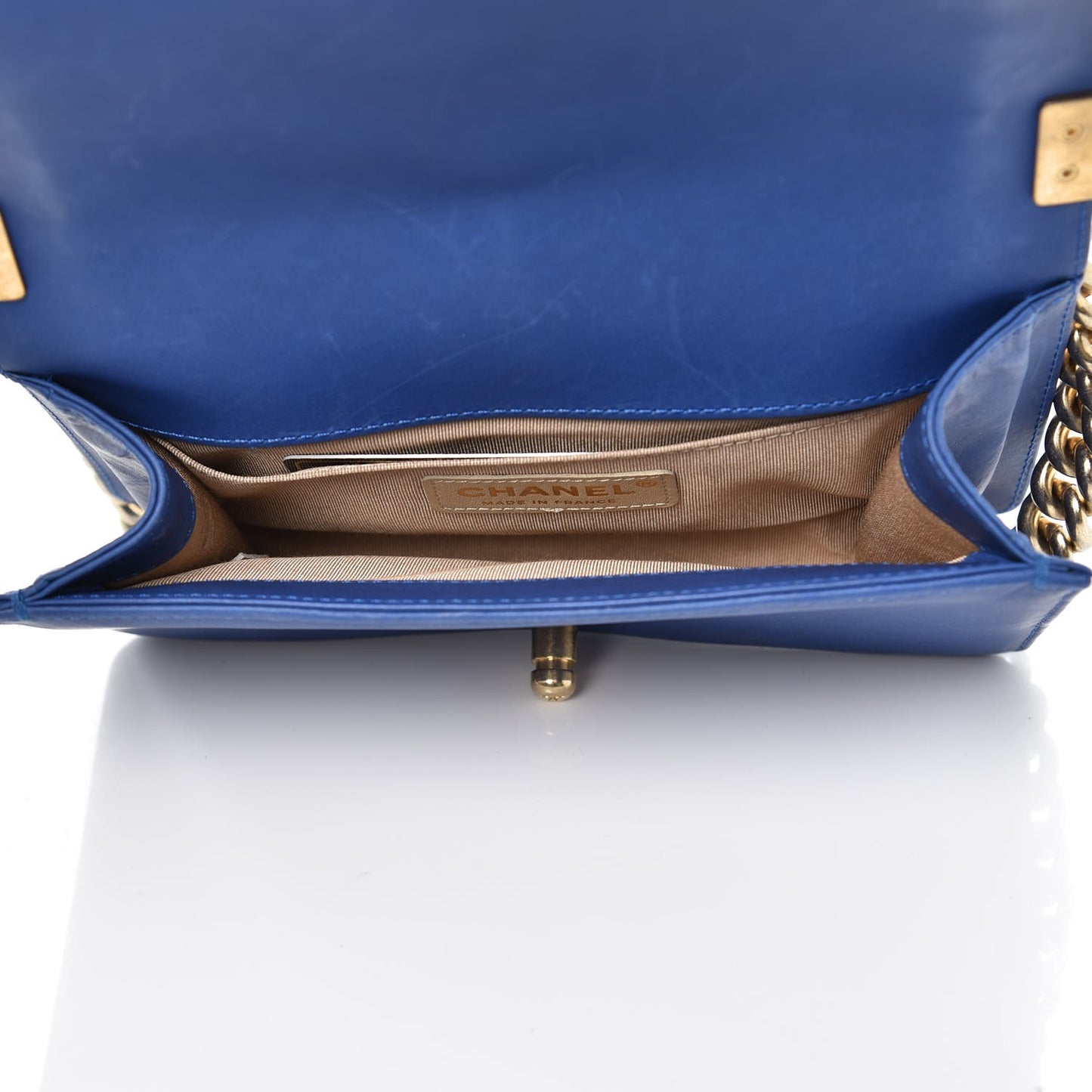 Lambskin Woven Small Chateau Boy Flap Blue