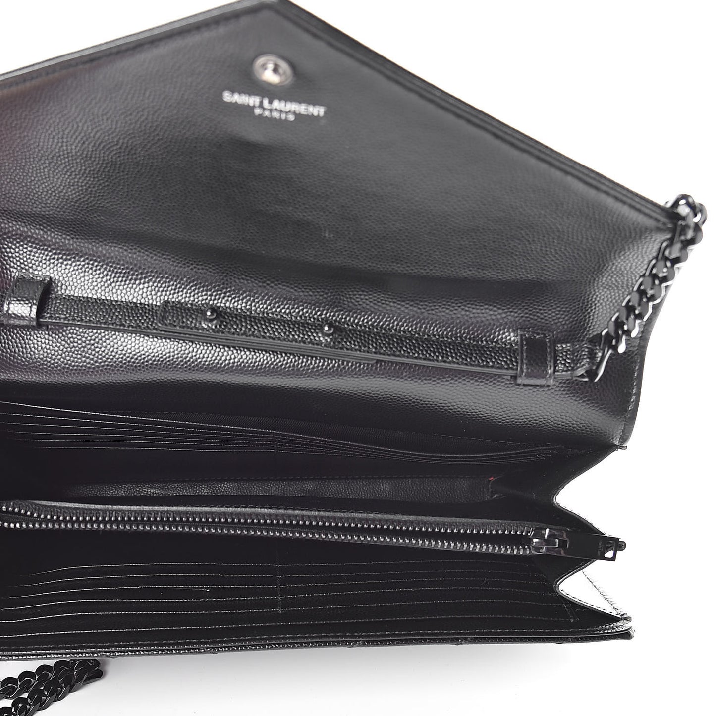 Grain De Poudre Matelasse Chevron Monogram Chain Wallet Black