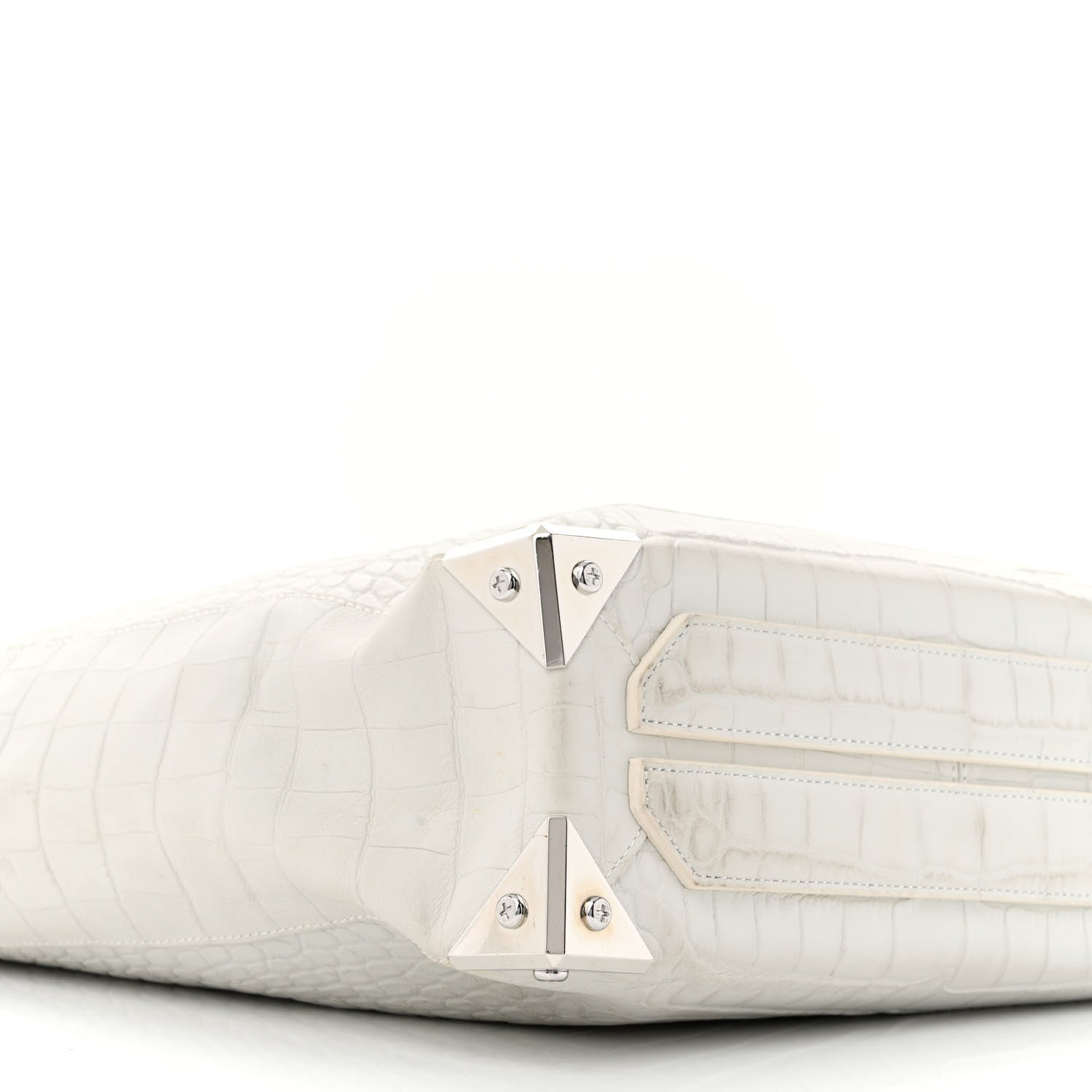 Alexander Wang Calfskin Crocodile Embossed Prisma Skeletal Tote White Silver Hardware 10 of 12