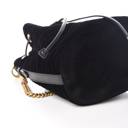 Gucci Velvet Matelasse GG Marmont Bucket Bag Black 10 of 11