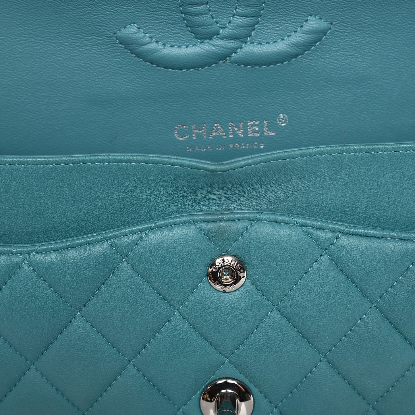 Lambskin Medium Double Flap Turquoise