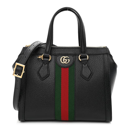 Gucci Textured Calfskin Web Small Ophidia Tote Bag Black 1 of 10