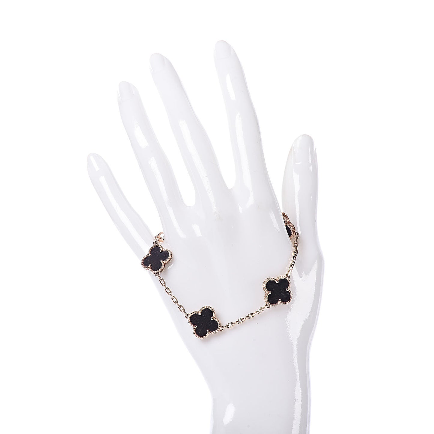 18K Rose Gold Letterwood 5 Motifs Vintage Alhambra Bracelet