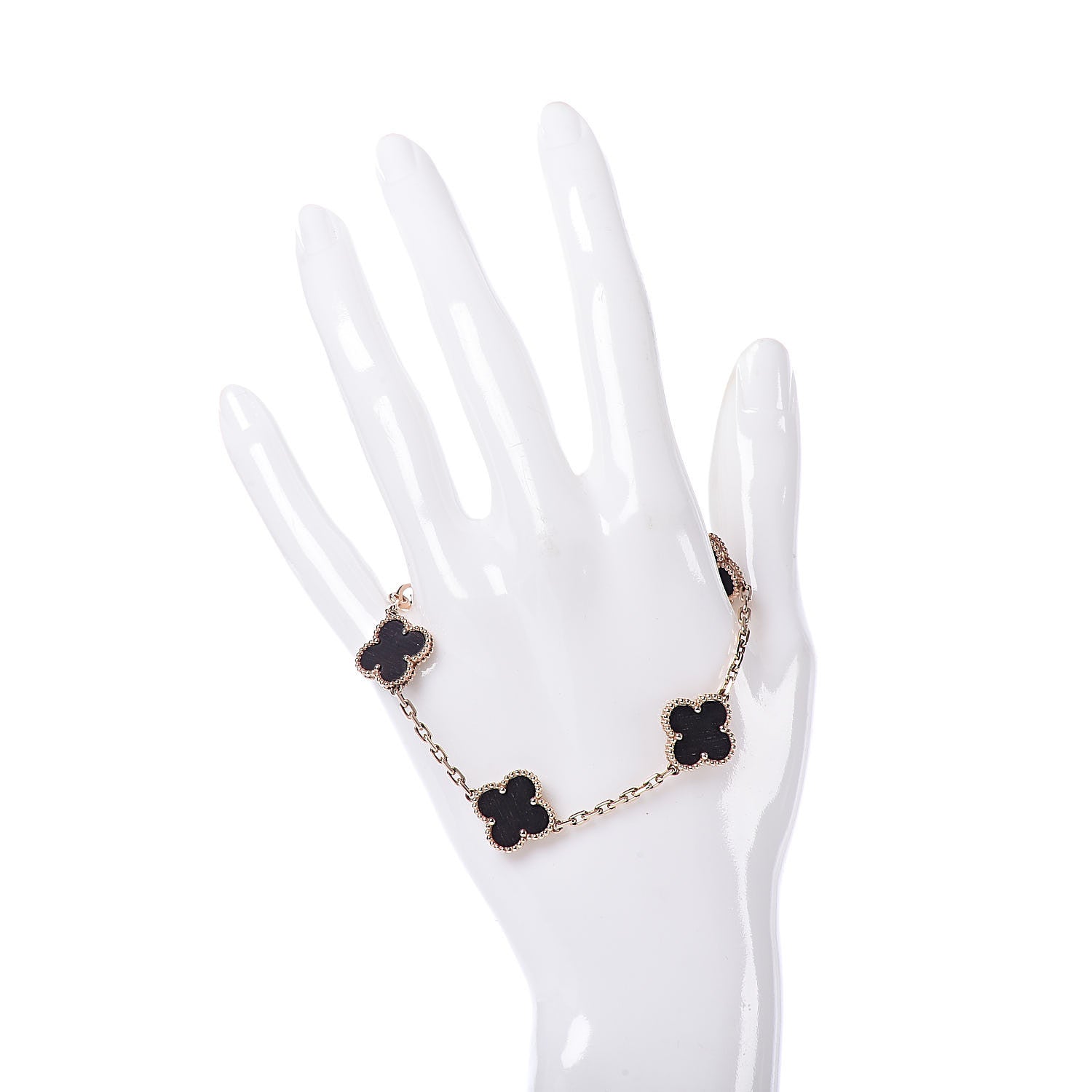 Van Cleef & Arpels 18K Rose Gold Letterwood 5 Motifs Vintage Alhambra Bracelet 2 of 7
