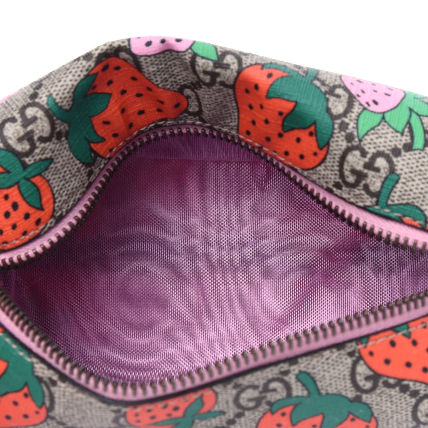 GG Supreme Monogram Strawberry Cosmetic Case
