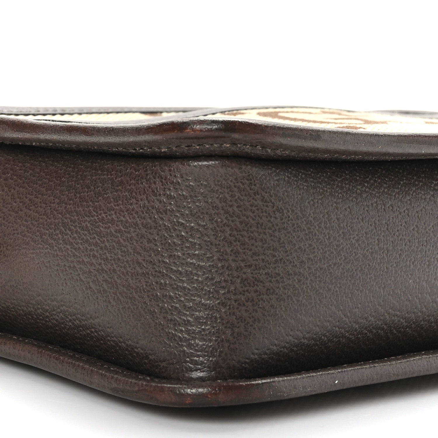 Gucci Monogram Jumbo GG Textured Dollar Calfskin Web Mini Crossbody Bag Camel Ebony New Acero 7 of 8