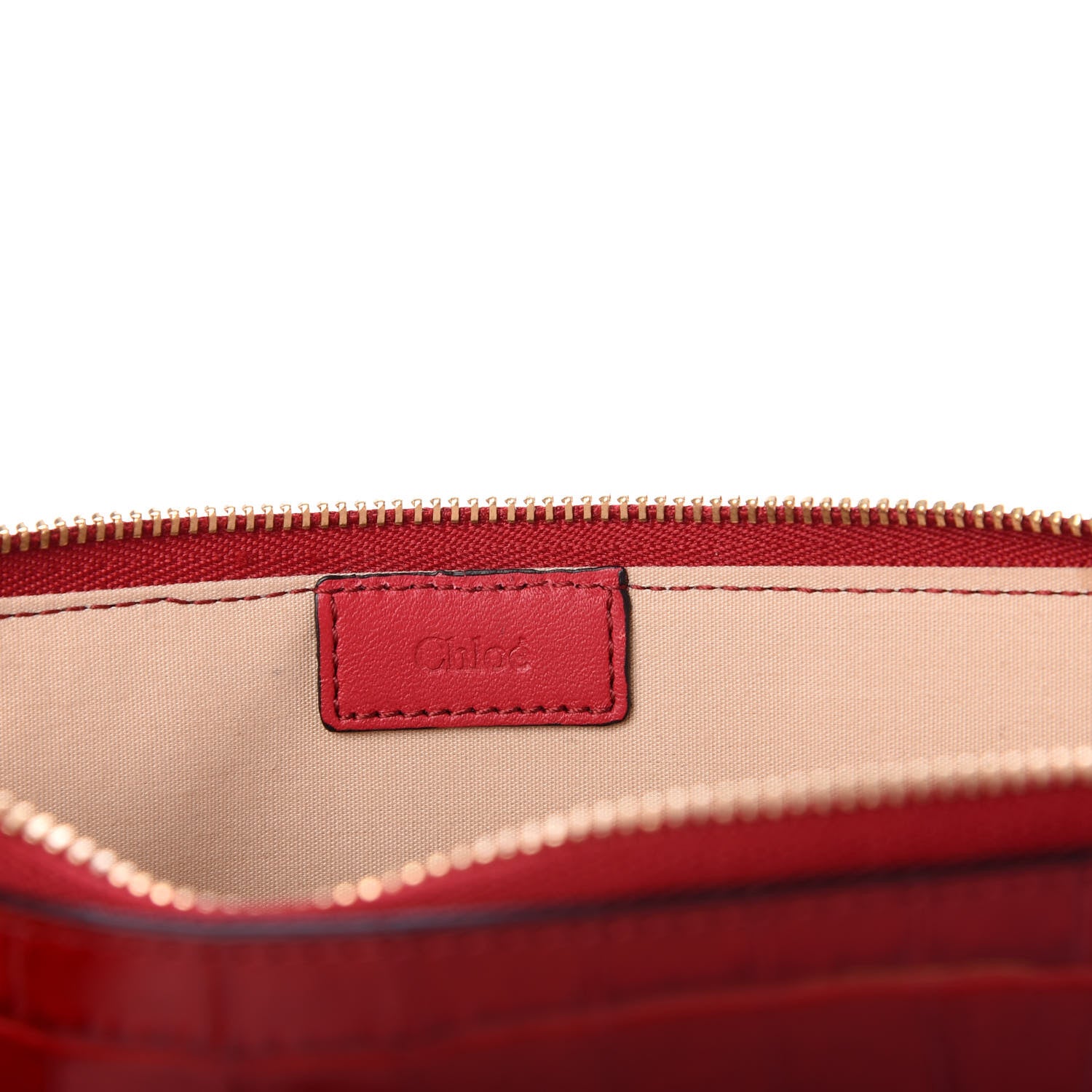 Chloe Crocodile Embossed Calfskin C Flat Pouch Dusty Red 6 of 8