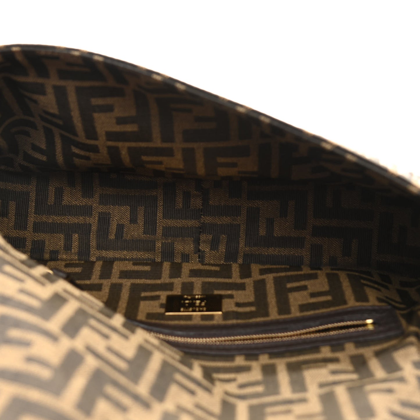 Fabric Jacquard Cuoio Romano FF 1974 Embroidered Baguette Tobacco Moro Ebano Multicolor
