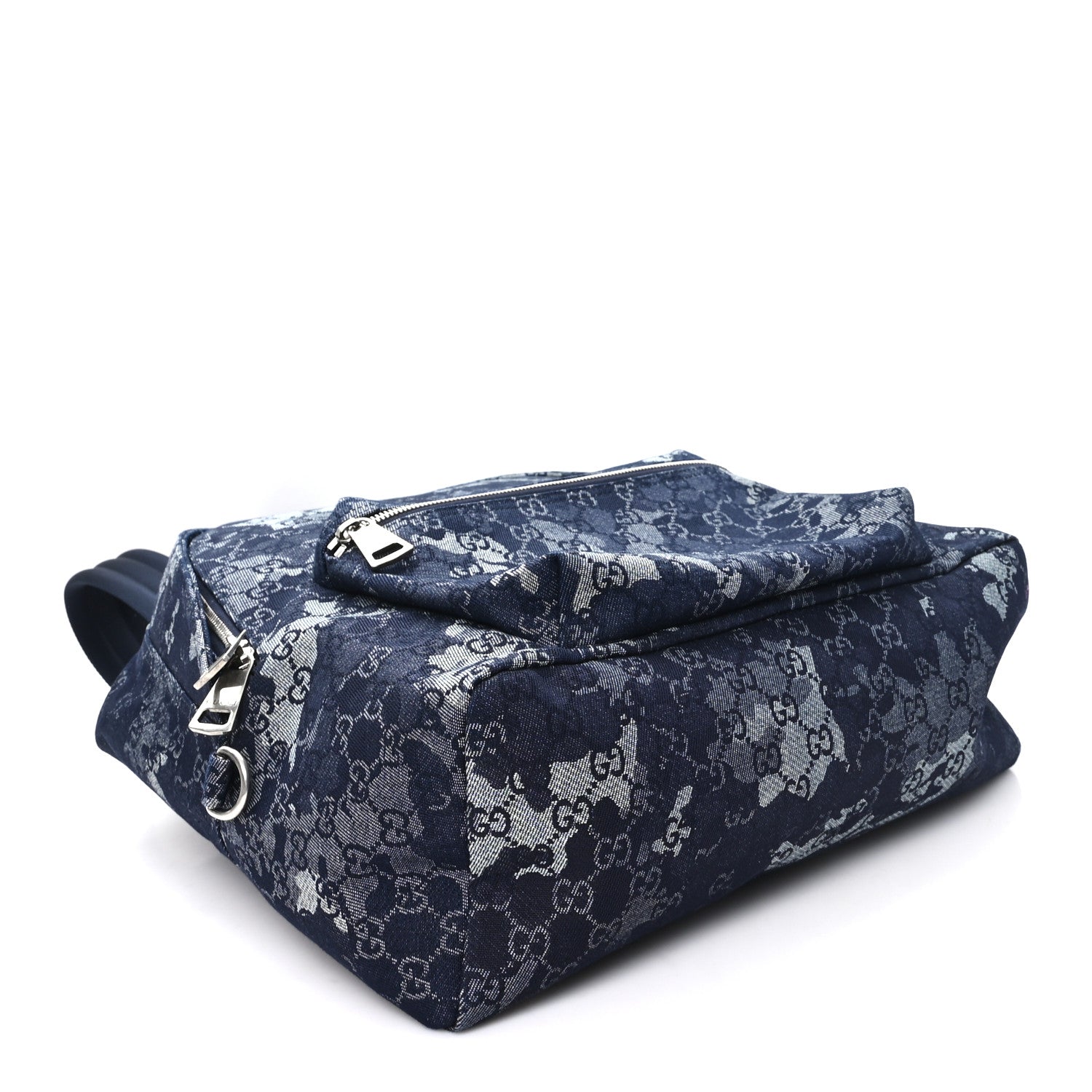 Gucci Denim Monogram Camouflage Large Backpack Blue 3 of 9
