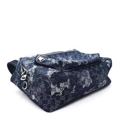 Gucci Denim Monogram Camouflage Large Backpack Blue 3 of 9