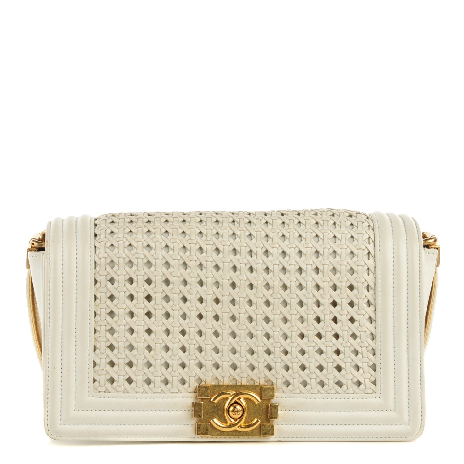 Chanel Braided Sheepskin Medium Boy Reverso Flap White 1 of 9