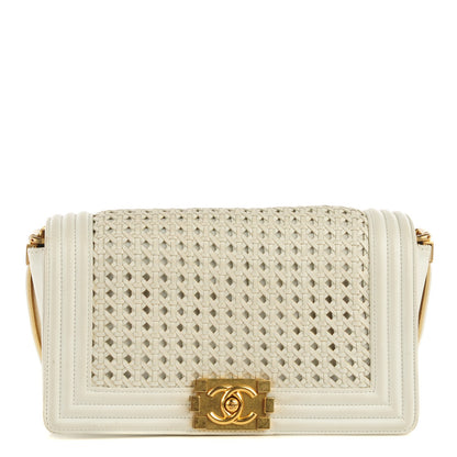 Chanel Braided Sheepskin Medium Boy Reverso Flap White 1 of 9