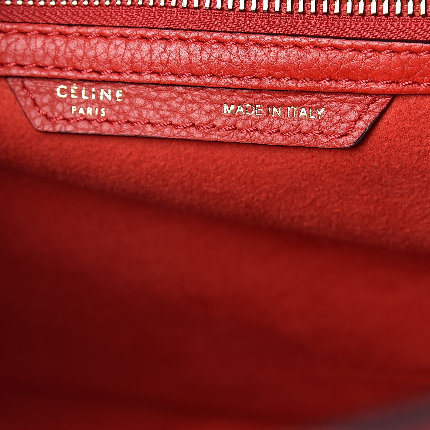 Celine Drummed Calfskin Mini Luggage Coquelicot 6 of 9