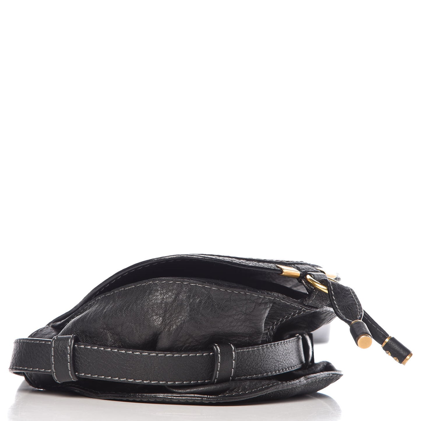 Calfskin Mini Marcie Round Crossbody Bag Black