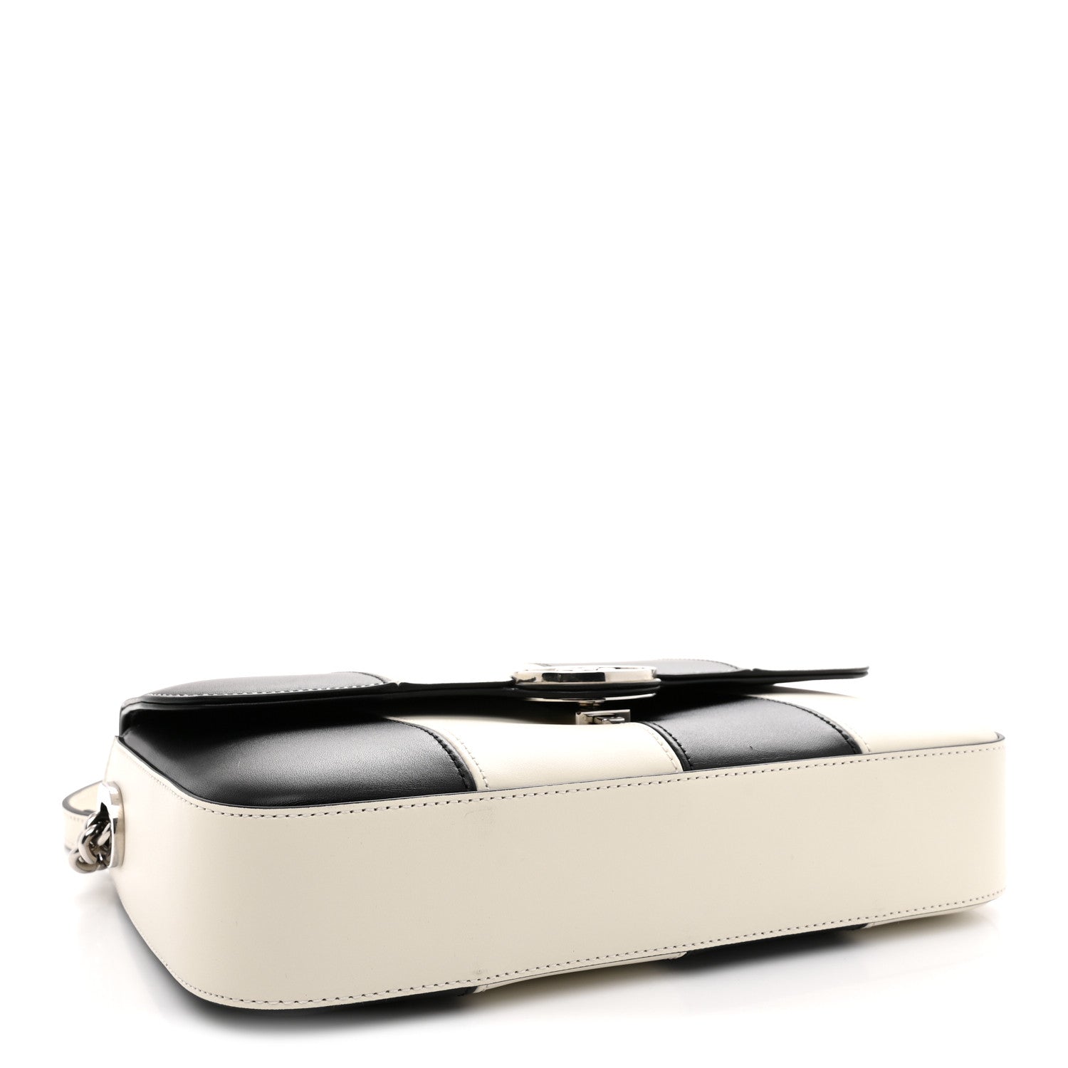 Gucci Senna Calfskin Lines Petite GG Top Handle Shoulder Bag Black Mystic White 4 of 11