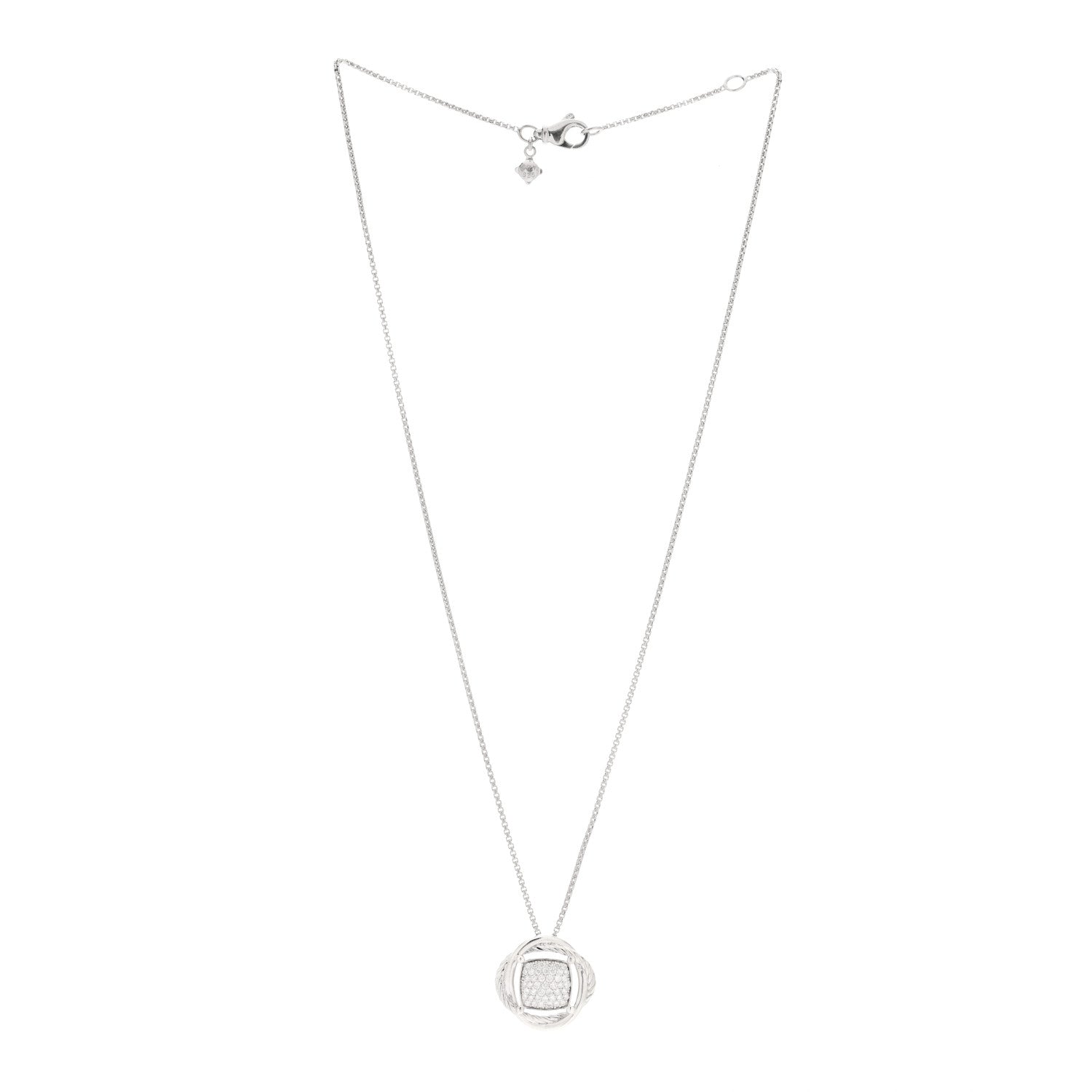 David Yurman Sterling Silver Diamond 20mm Infinity Pendant Necklace 2 of 4