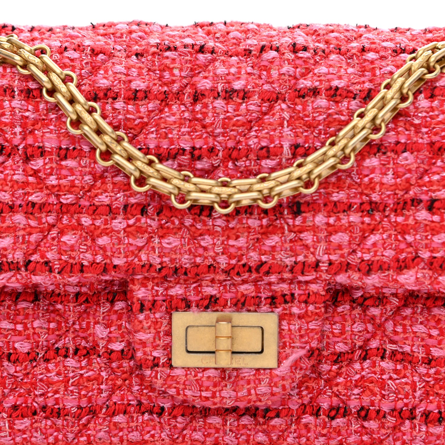 Chanel Tweed Quilted Mini 2.55 Reissue Flap Red Ecru Black 8 of 13