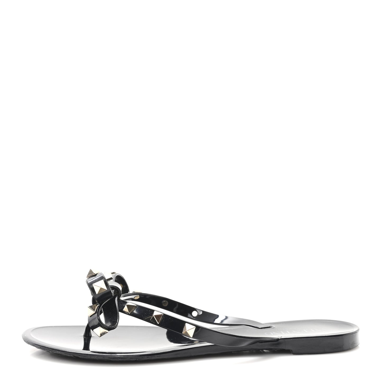PVC Jelly Rockstud Bow Thong Sandals 39 Black