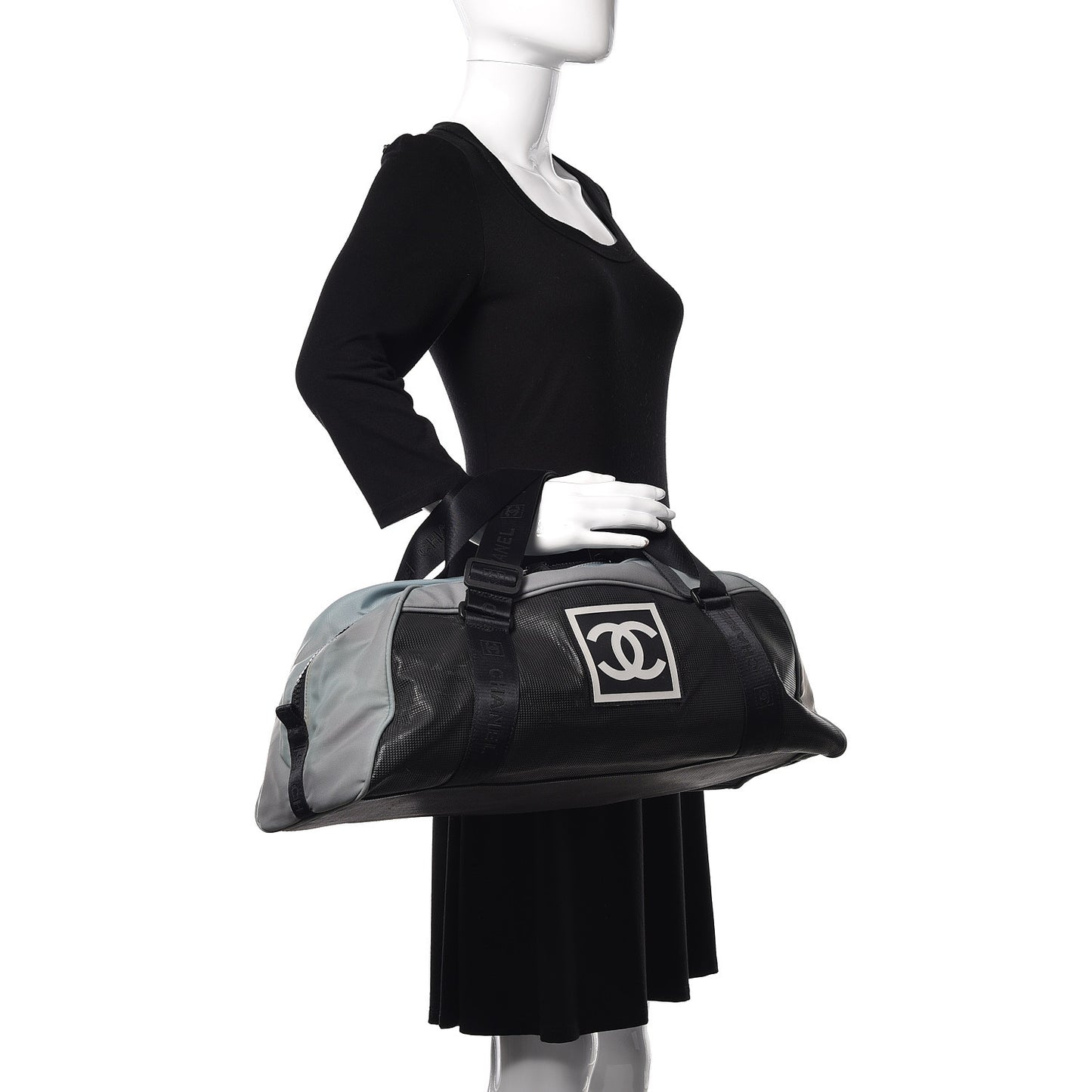 Nylon Sport Logo Duffel Black Blue