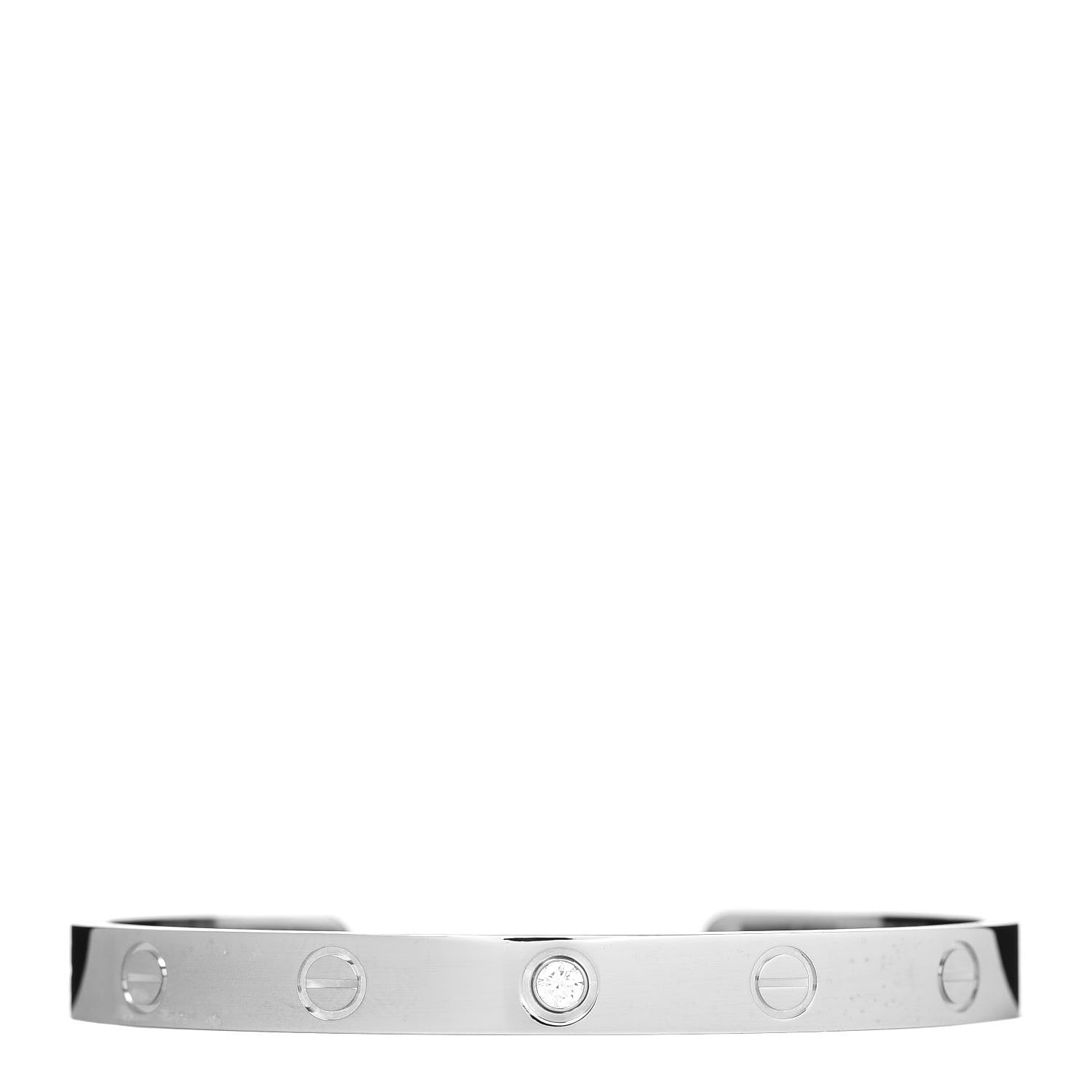 Cartier 18K White Gold 1 Diamond LOVE Cuff Bracelet 17 1 of 5