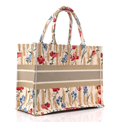 Christian Dior Canvas Embroidered Medium Hibiscus Book Tote Beige Multicolor 3 of 9
