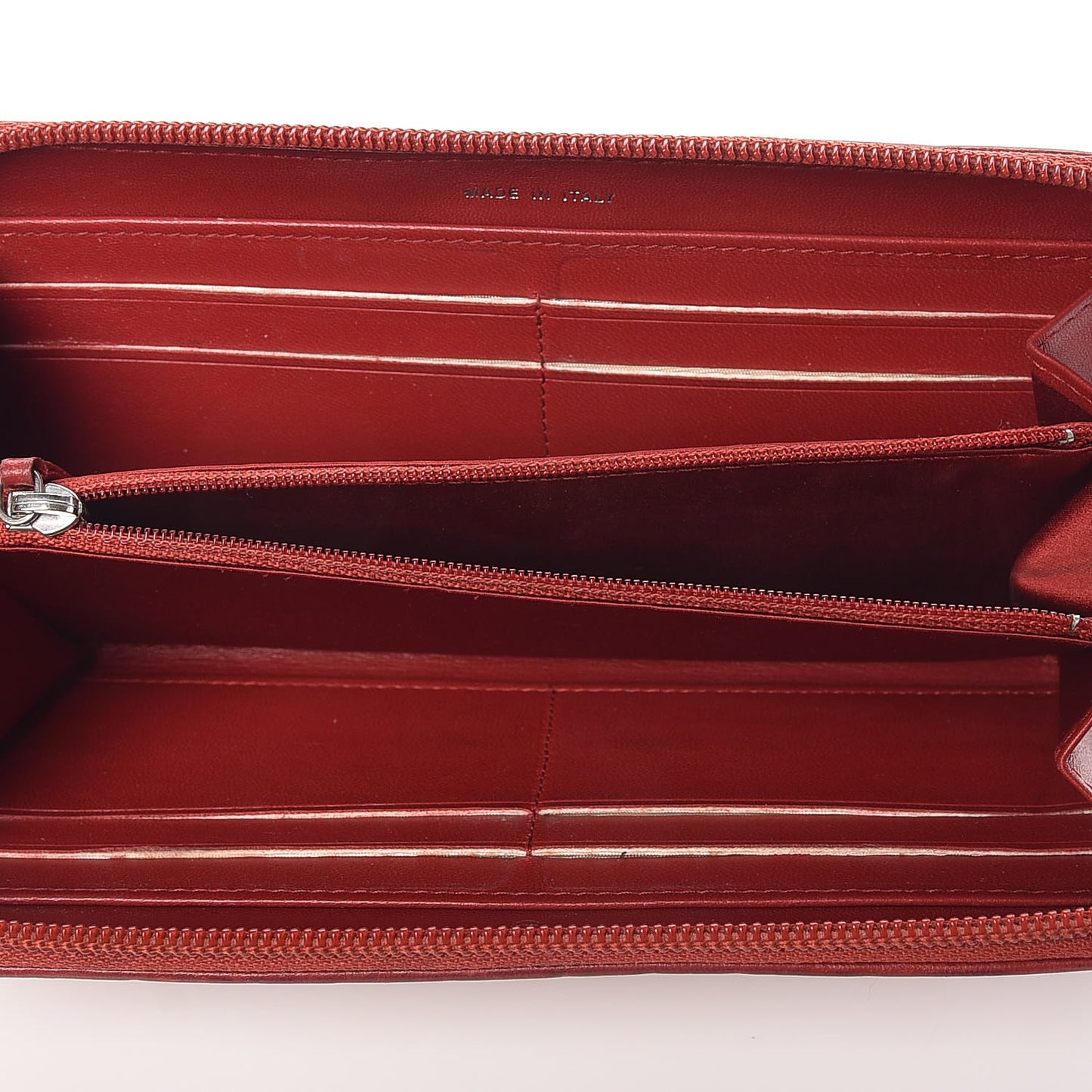 Lambskin Camellia Embossed Zip Around Large Gusset Wallet Red