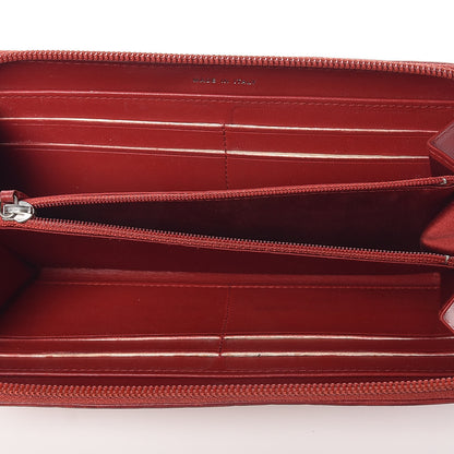 Chanel Lambskin Camellia Embossed Zip Around Large Gusset Wallet Red 5 of 14