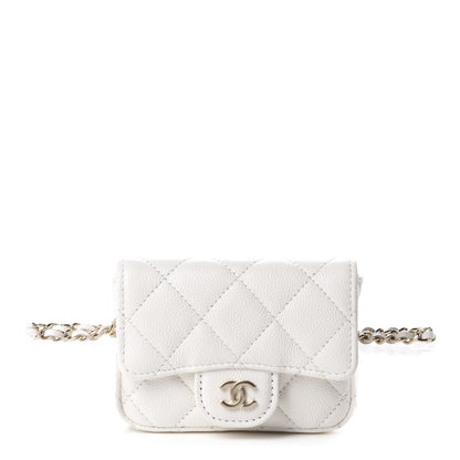 Chanel Caviar Quilted Flap Chain Waist Bag White 1 of 12