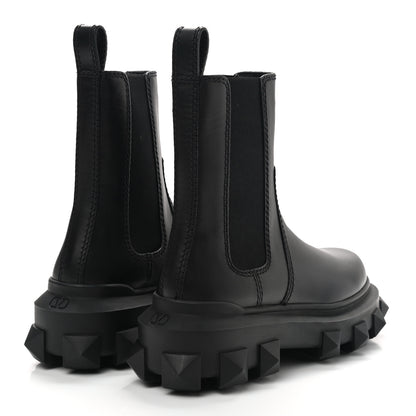 Valentino Garavani Calfskin Womens Trackstud Beatle Chelsea 45/55mm Ankle Boots 36.5 Black 4 of 8