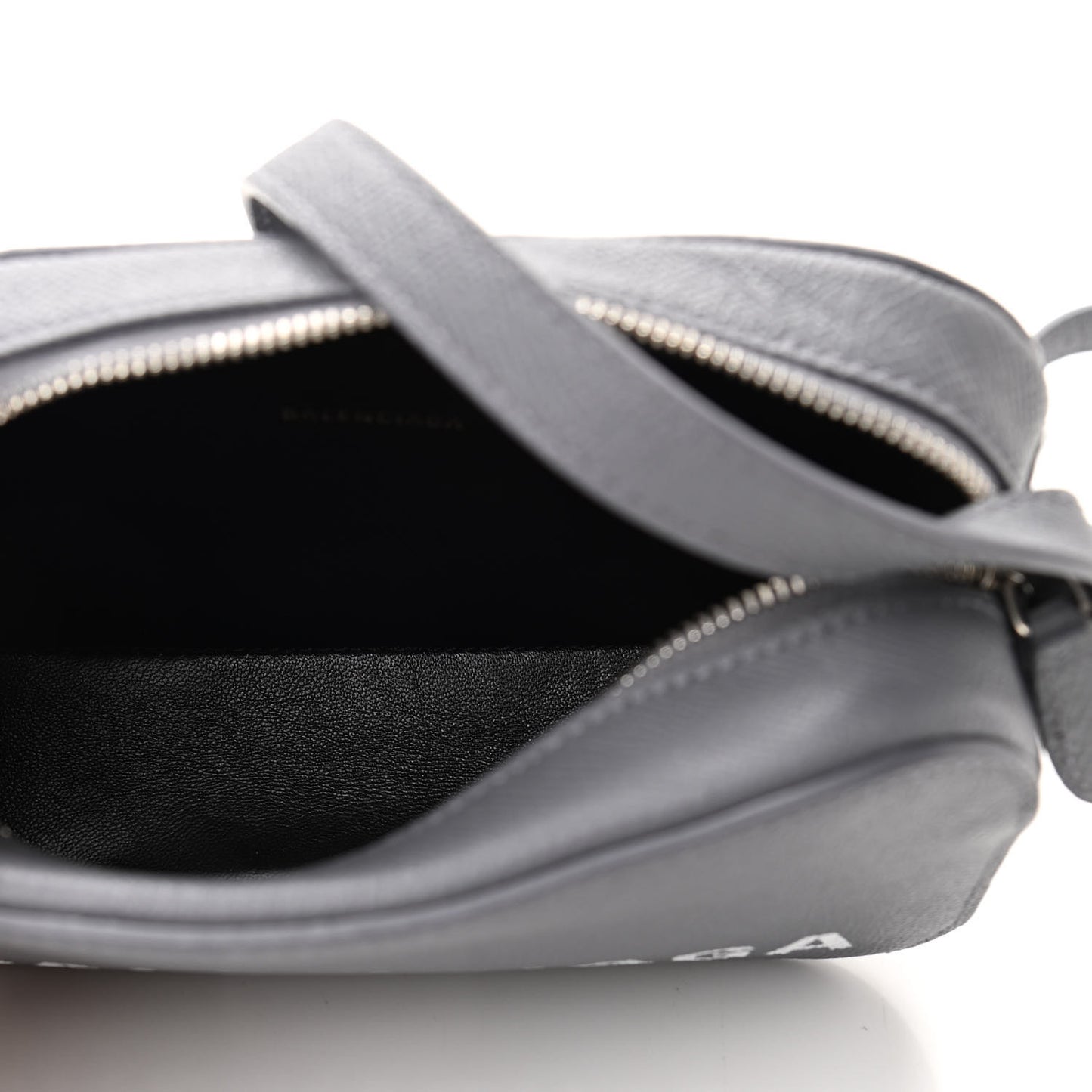 Grained Calfskin Logo XS Ville Camera Bag Gris Perle Fonce White