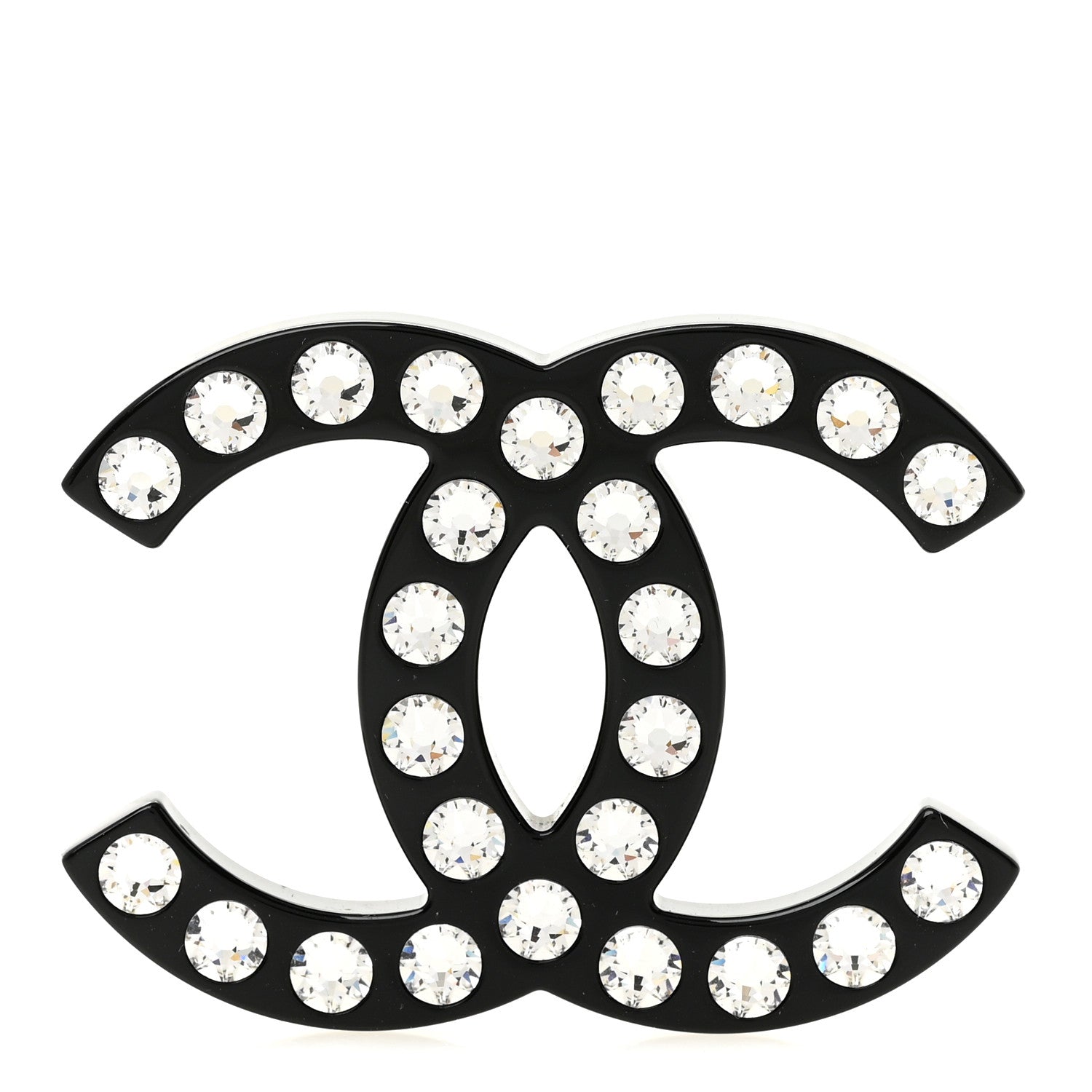 Chanel Resin Crystal CC Brooch Black 1 of 4