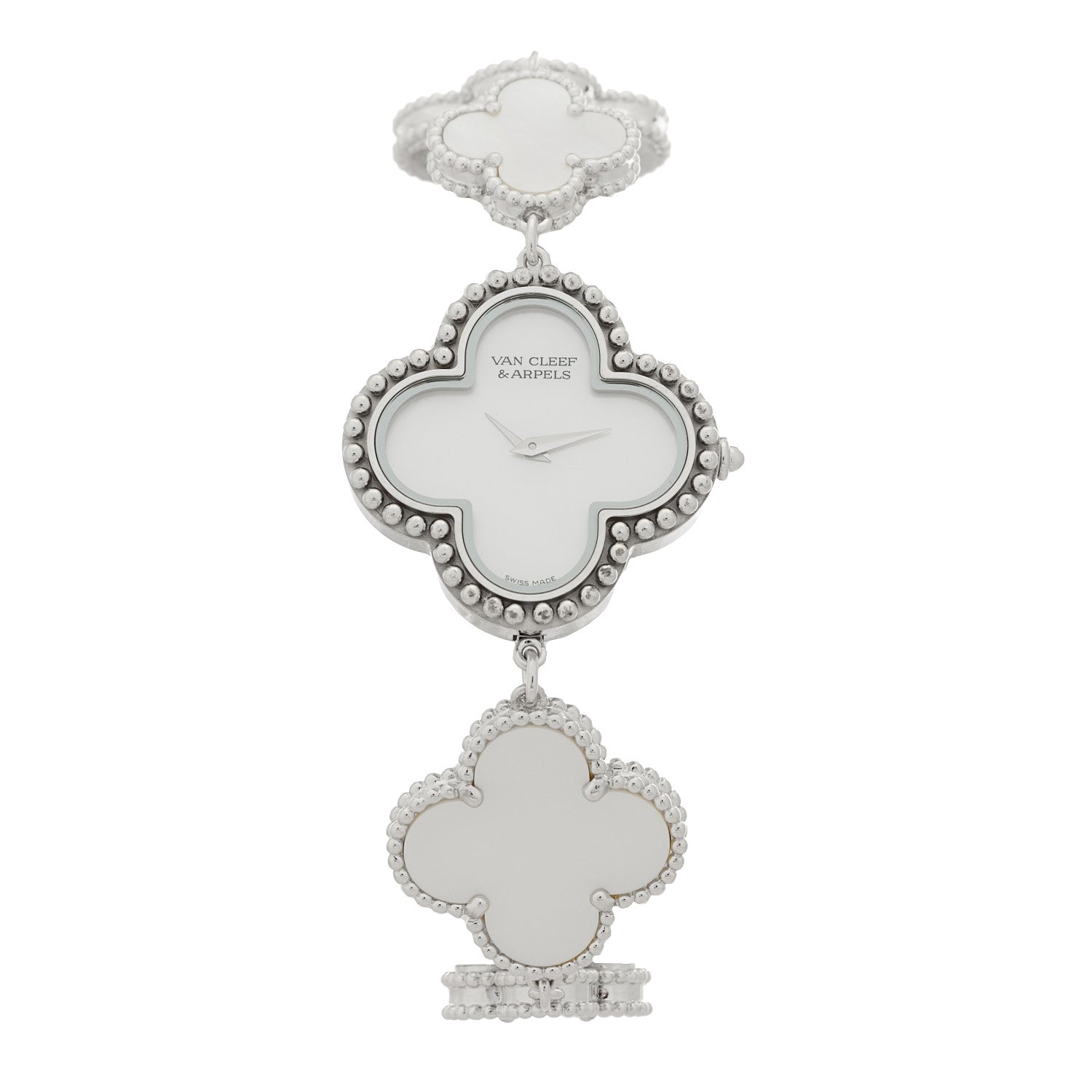 Van Cleef & Arpels 18K White Gold Mother of Pearl 26mm Alhambra Quartz Watch 1 of 4