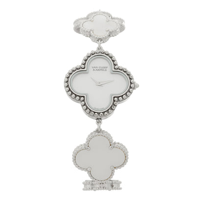 Van Cleef & Arpels 18K White Gold Mother of Pearl 26mm Alhambra Quartz Watch 1 of 4