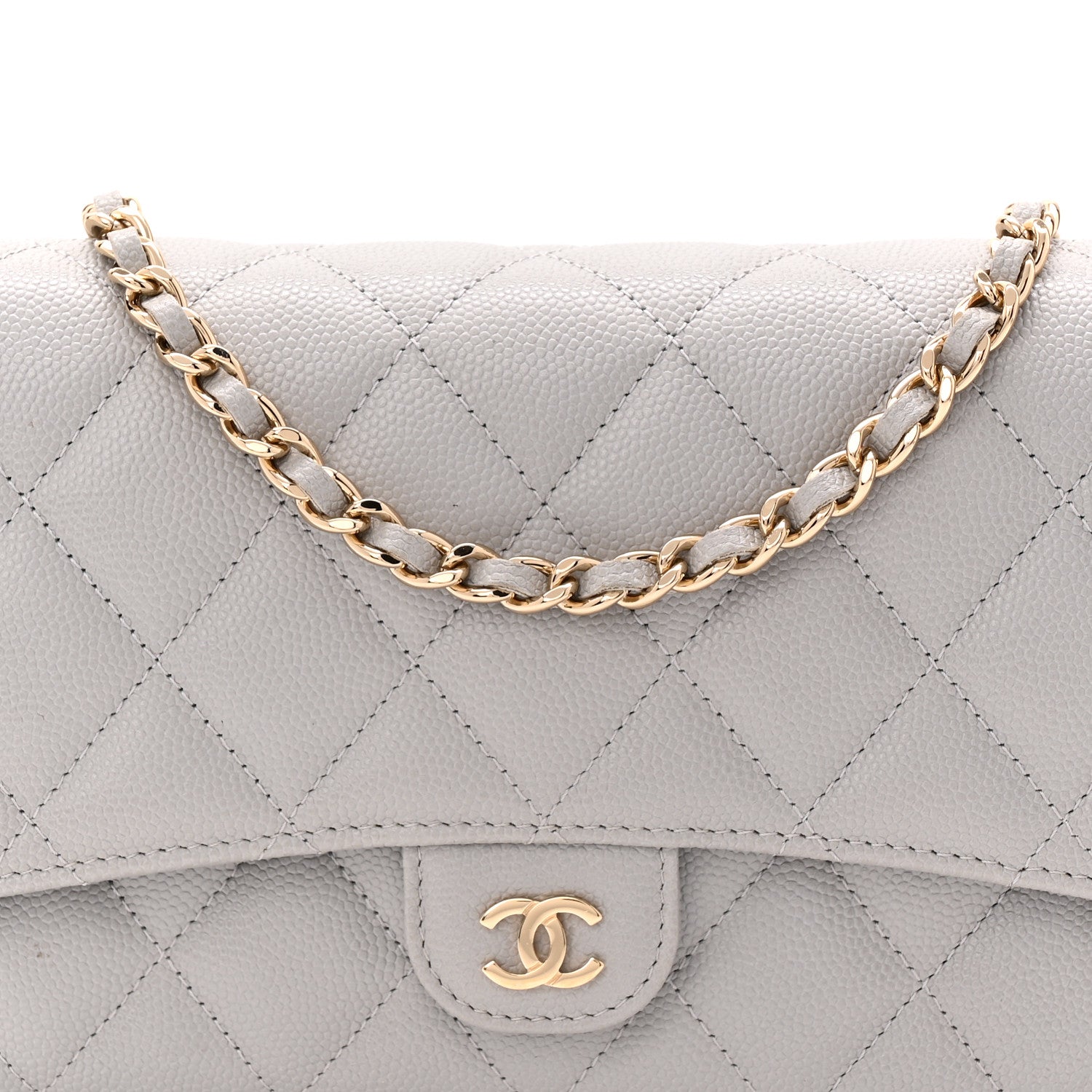 Chanel Caviar Quilted Phone Holder Wallet on Removable Chain Grey 10 of 13