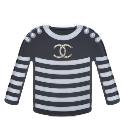 Chanel Resin Sweater CC Brooch Black White 1 of 4