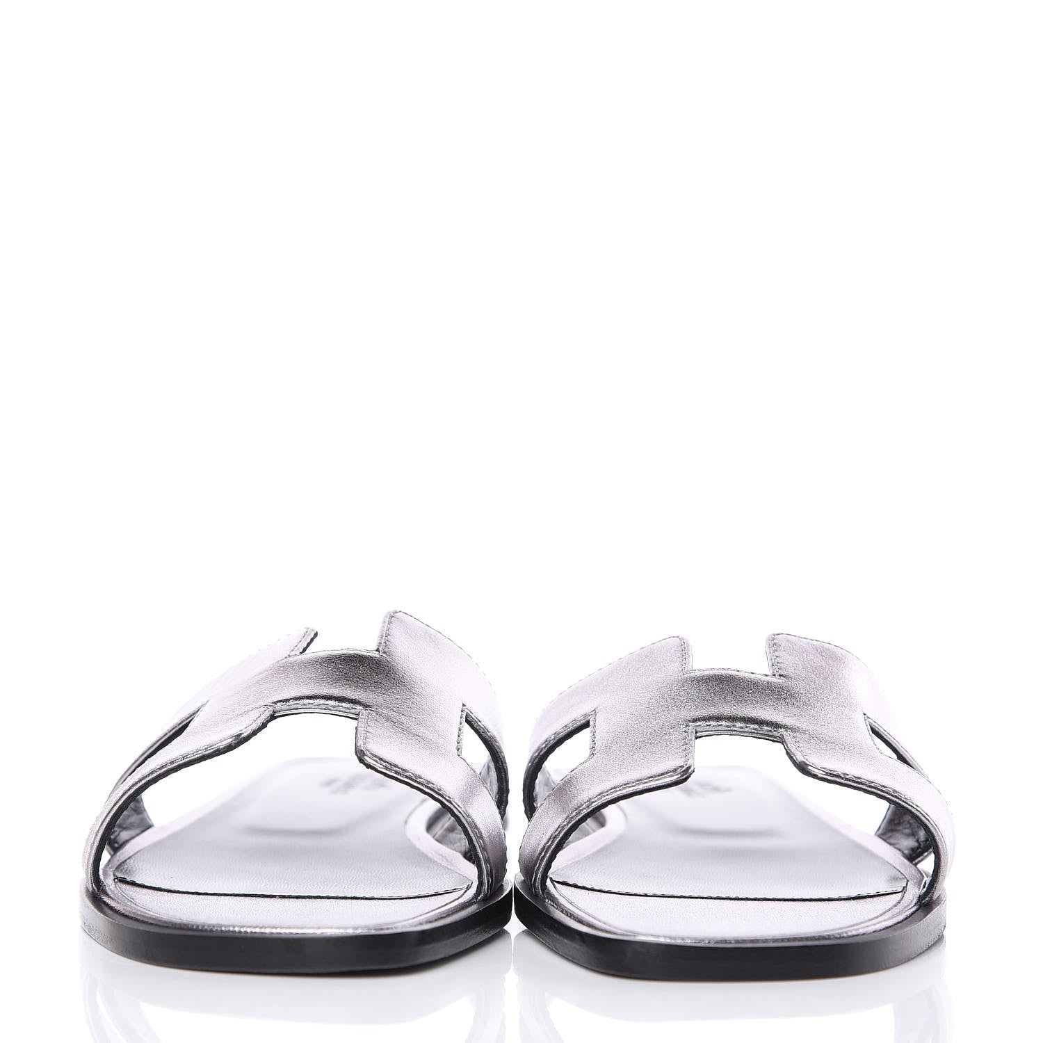 Hermes Metallic Nappa Calfskin Oran Sandals 36 Argent 2 of 7