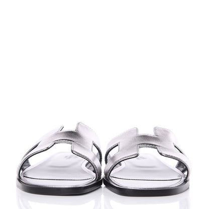 Hermes Metallic Nappa Calfskin Oran Sandals 36 Argent 2 of 7