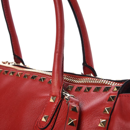 Valentino Garavani Calfskin Rockstud Top Handle Satchel Rosso Valentino 9 of 18