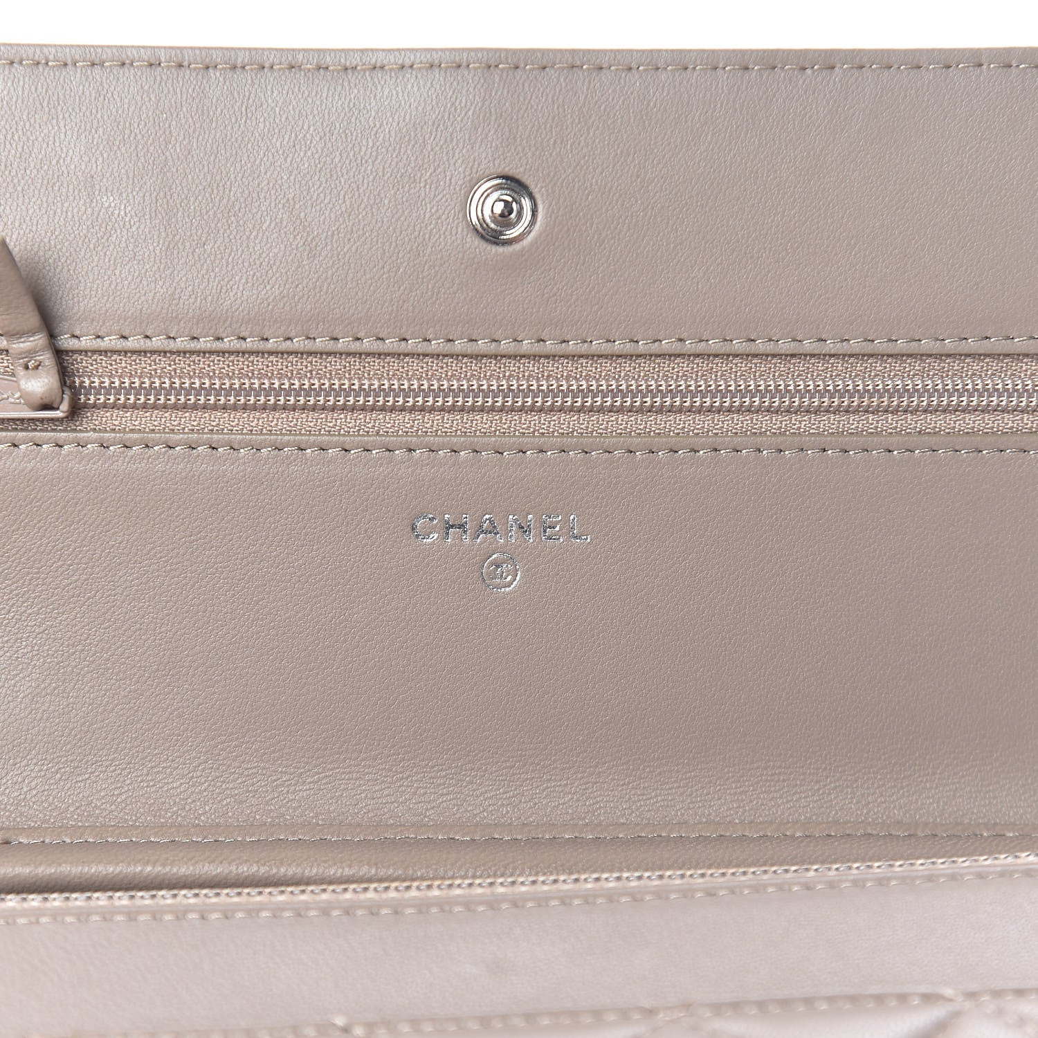 Chanel Lambskin Quilted Wallet on Chain WOC Taupe 6 of 15