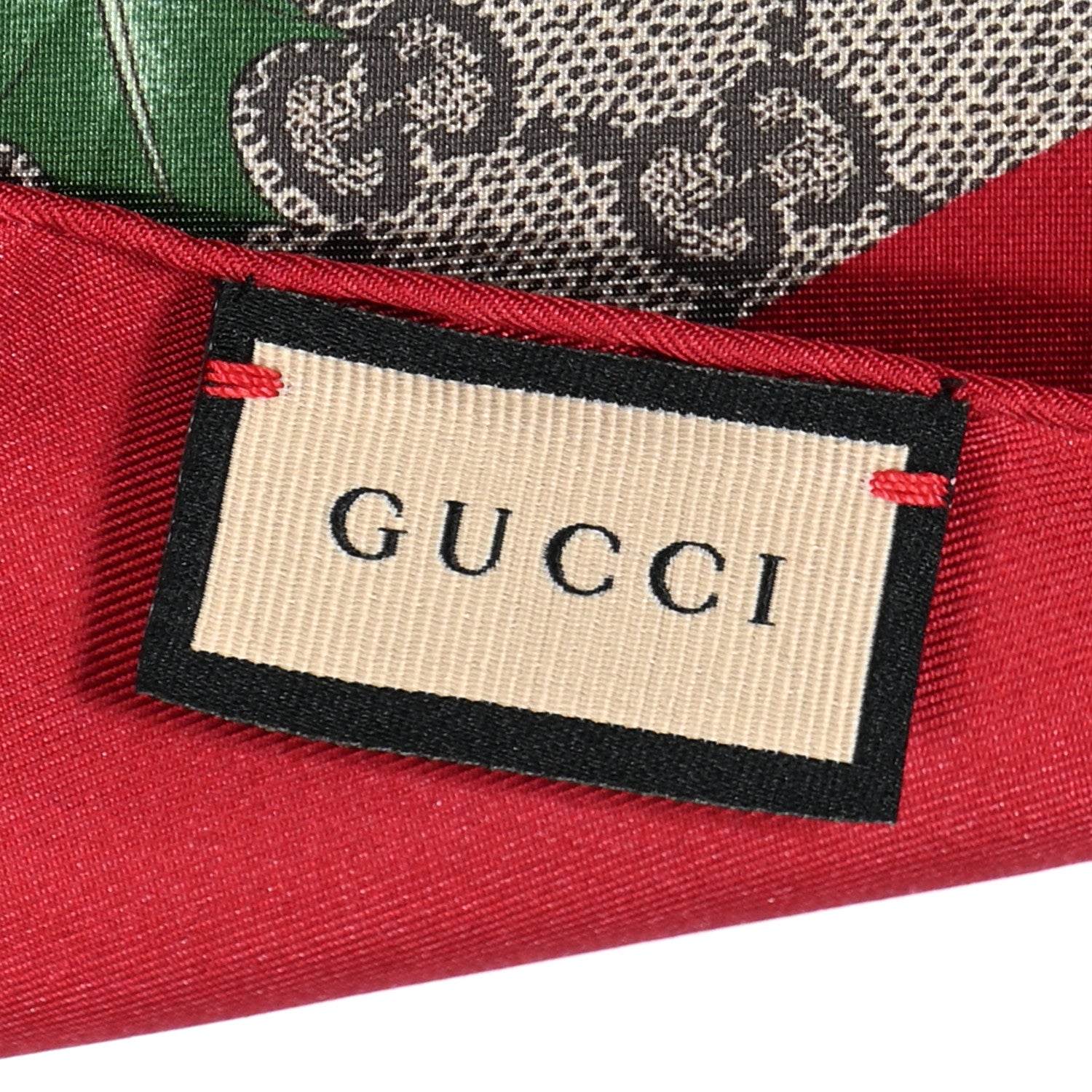 Gucci Silk Twill GG Monogram Special Florio Square Scarf Beige Red 9 of 24