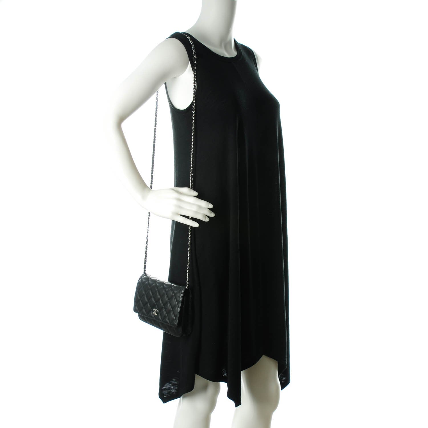Chanel Lambskin Quilted Wallet On Chain WOC Black 2 of 9