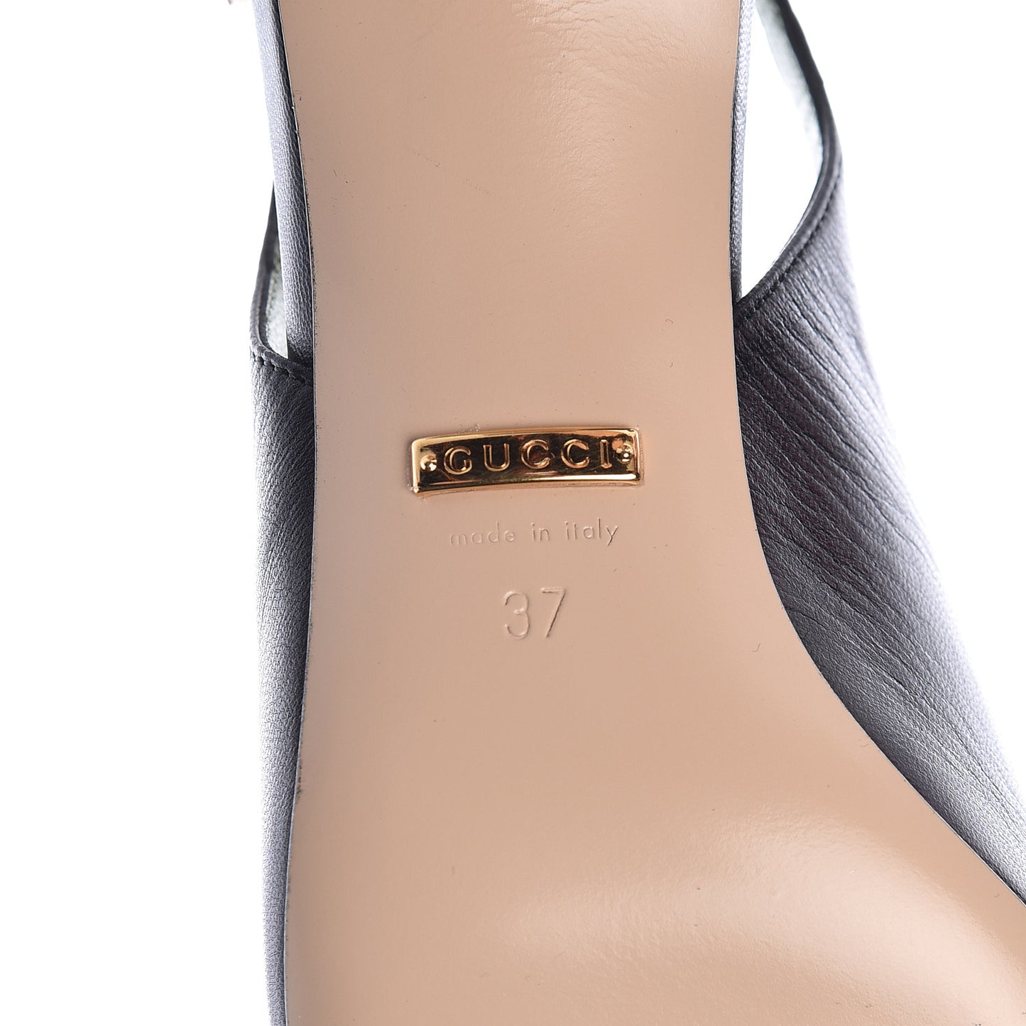 Malaga Kid Half Moon GG Square Toe Slingback Pumps 37 Black
