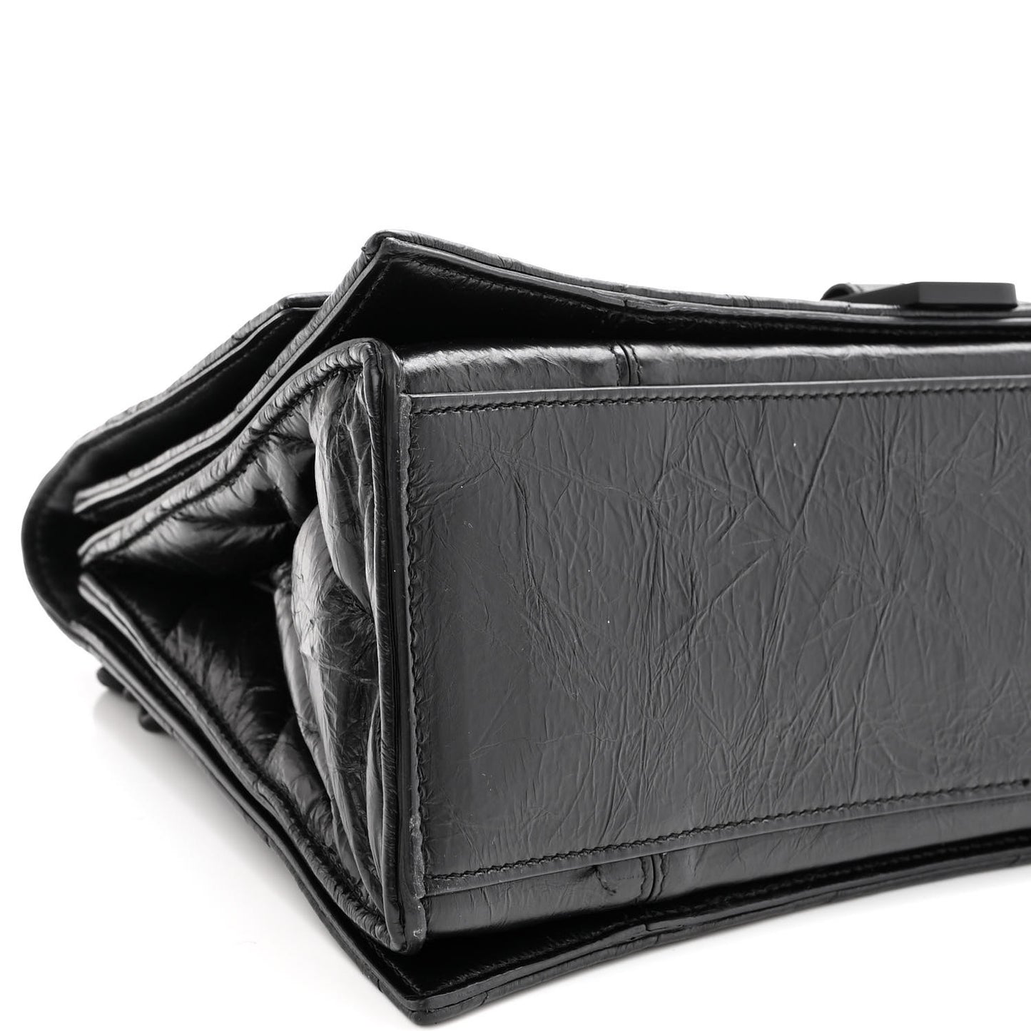 Crushed Calfskin Quilted Matte Black Hardware Medium Crush Chain Bag Black